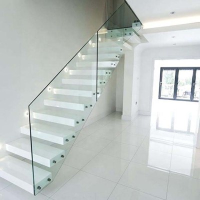 indoor decorative design loading glass railing  cantilever staircase or floating staircase