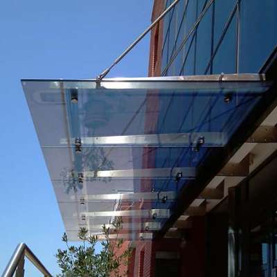 exterior front door tempered glass canopy,stainless steel glass canopy