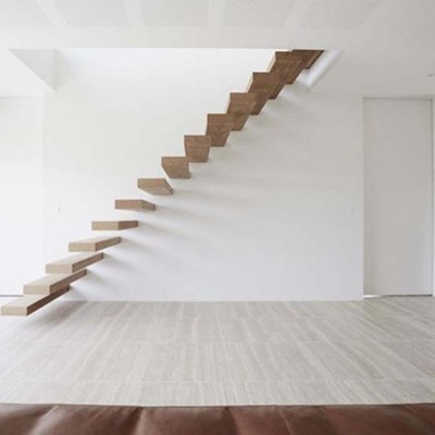 Modern interior use steel wood floating stairs